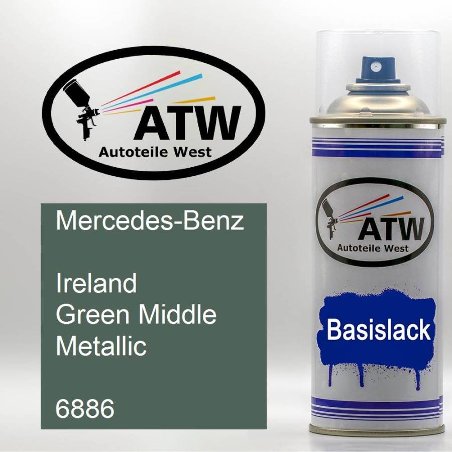Mercedes-Benz, Ireland Green Middle Metallic, 6886: 400ml Sprühdose, von ATW Autoteile West.